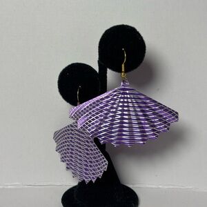 Elegant Purple Fan Earrings